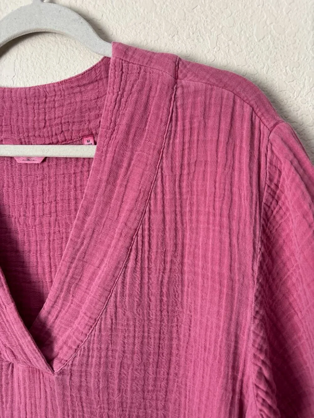 Faherty Dune Organic Cotton Boho Gauze Popover V-Neck Blouse Top - Picture 6 of 14